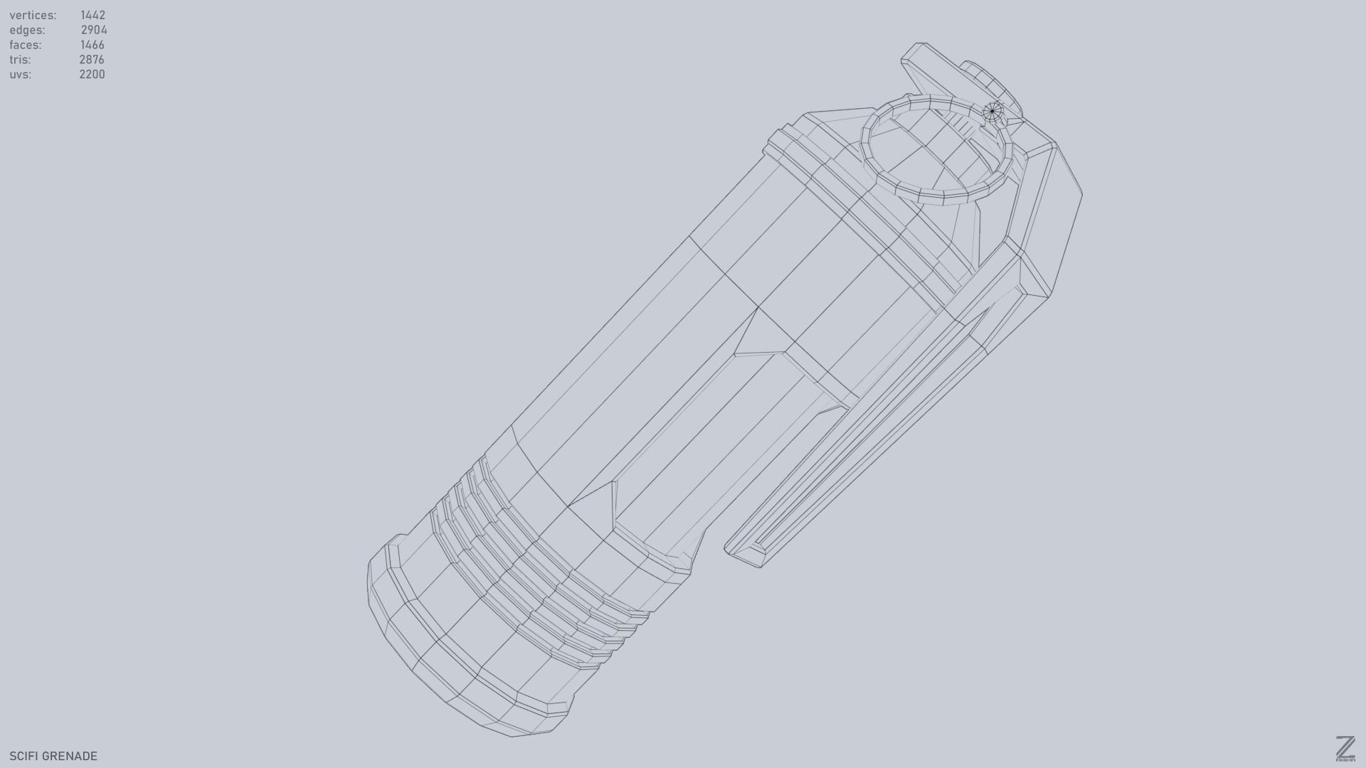 Scifi grenade Low-poly 3D model_11