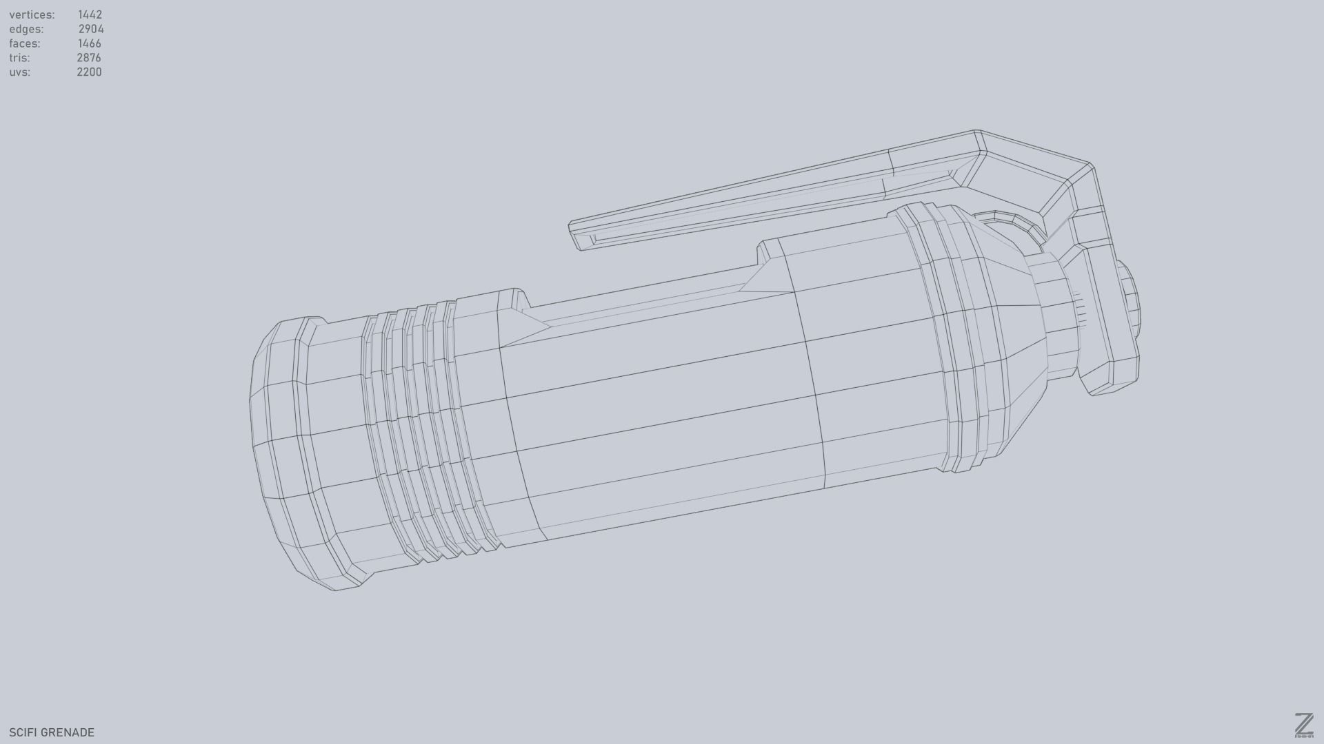Scifi grenade Low-poly 3D model_13