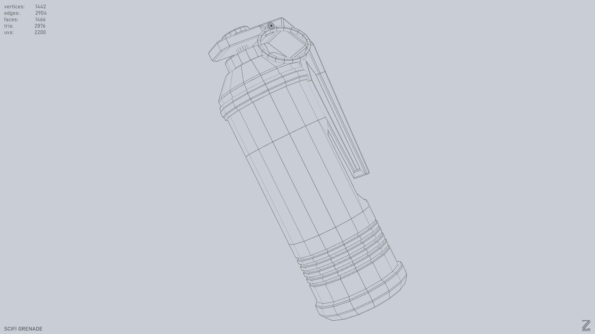 Scifi grenade Low-poly 3D model_10