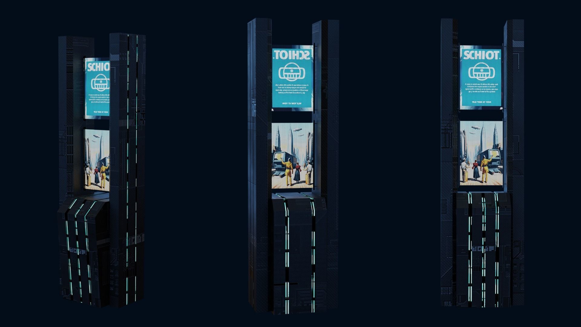 Sci-fi Buildings Pack 10 Low-poly 3D model_9