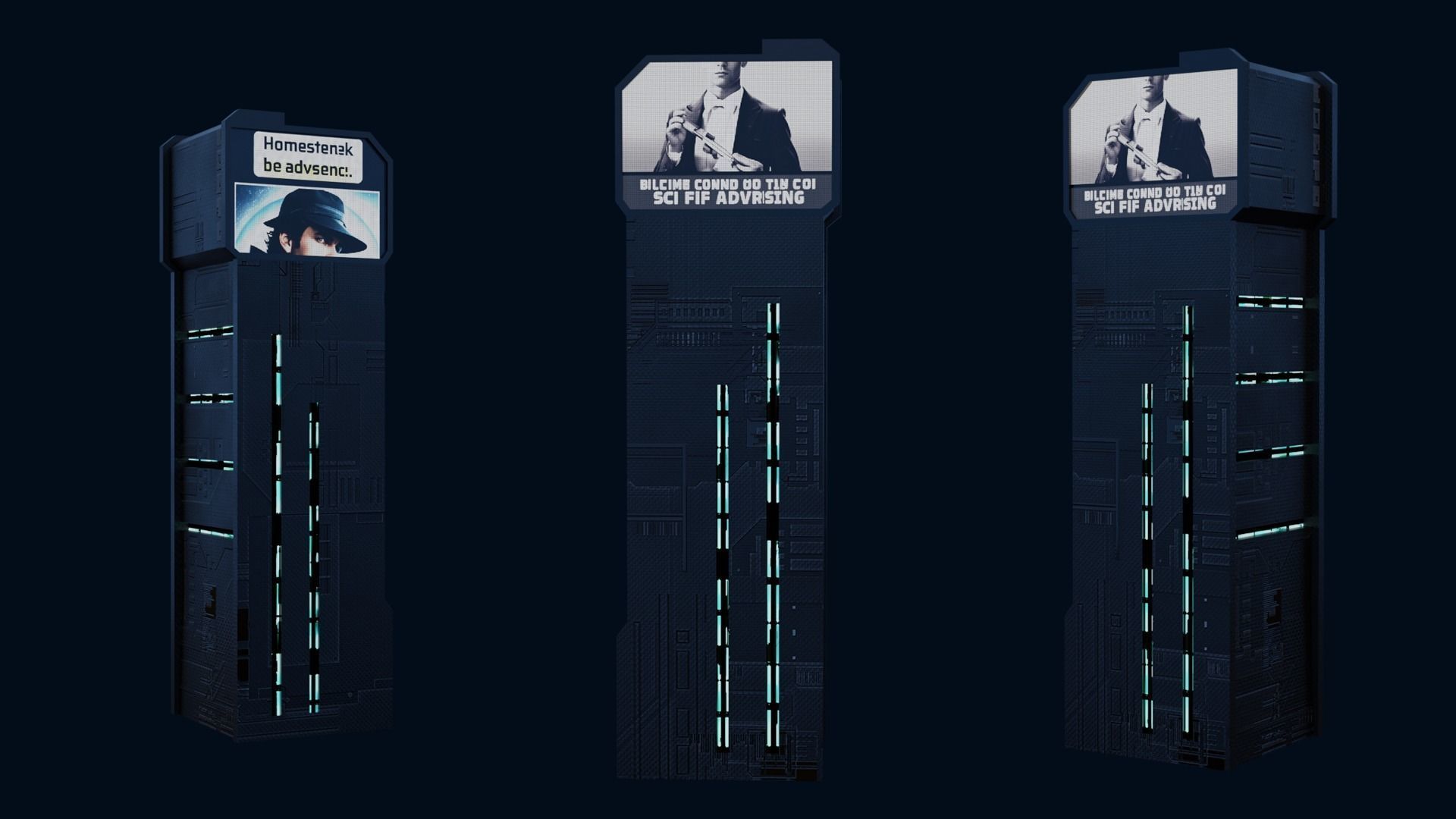 Sci-fi Buildings Pack 10 Low-poly 3D model_8