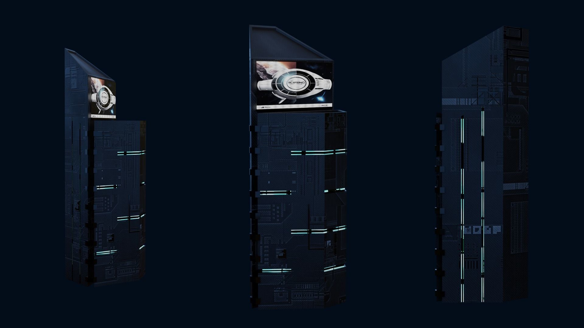 Sci-fi Buildings Pack 10 Low-poly 3D model_5