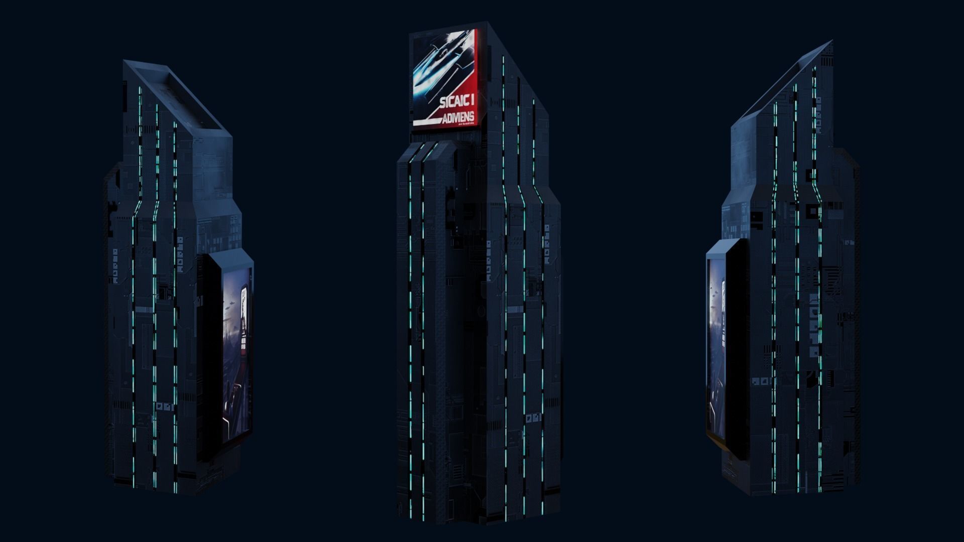 Sci-fi Buildings Pack 10 Low-poly 3D model_4