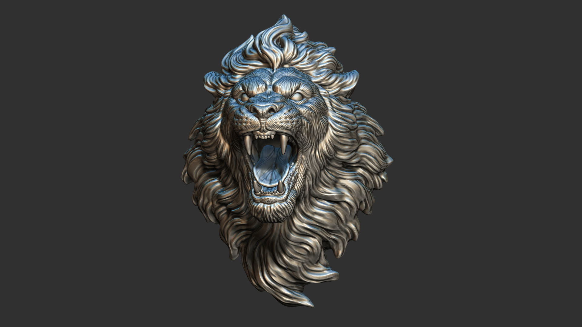 Lion with an open mouth 3D print model_20