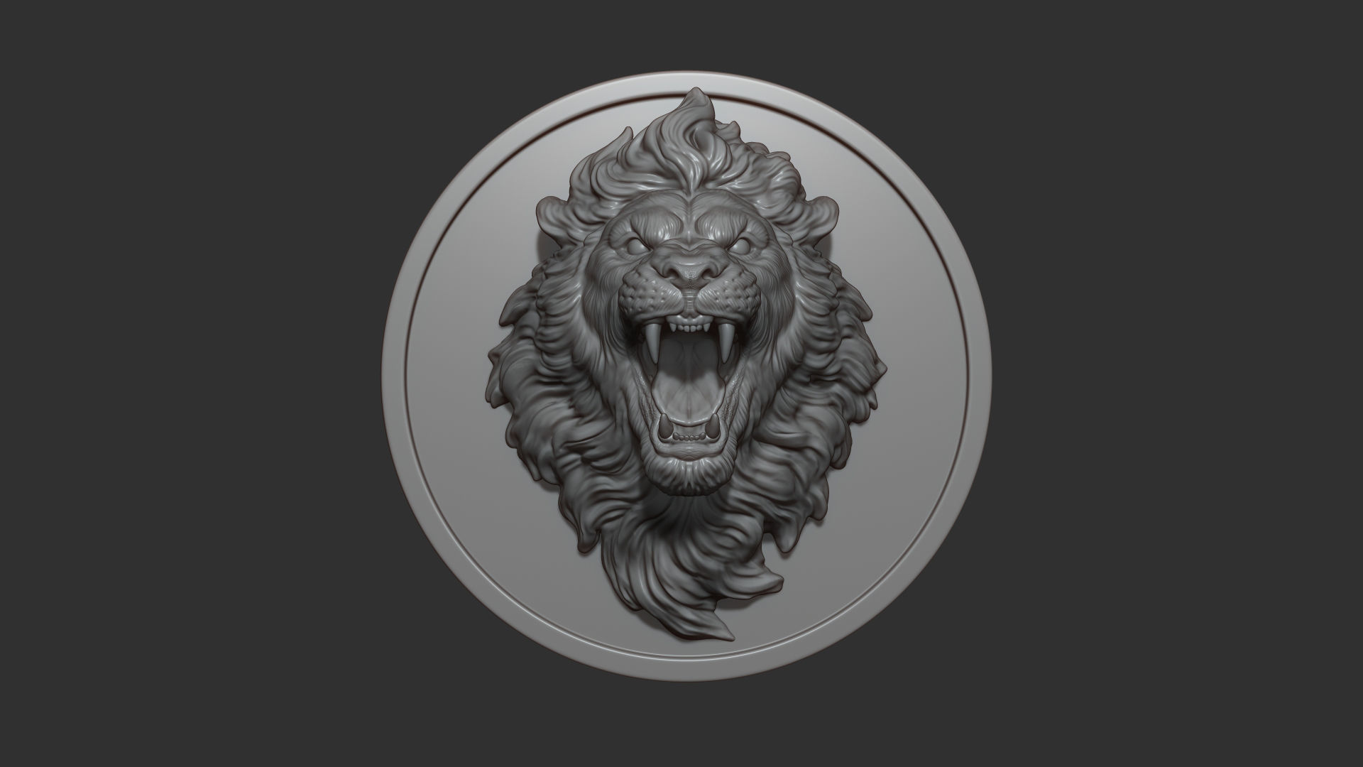 Lion with an open mouth 3D print model_3