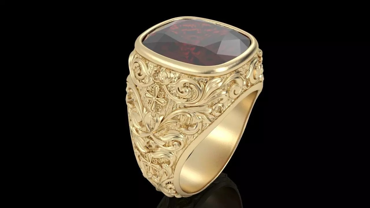 Men ring Cross 3D print model_0