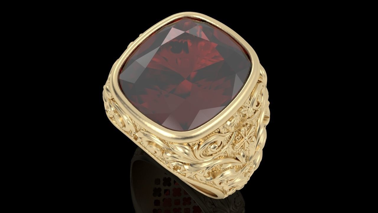 Men ring Cross 3D print model_3