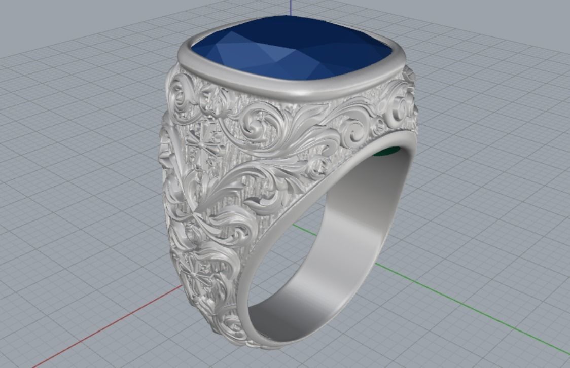 Men ring Cross 3D print model_5