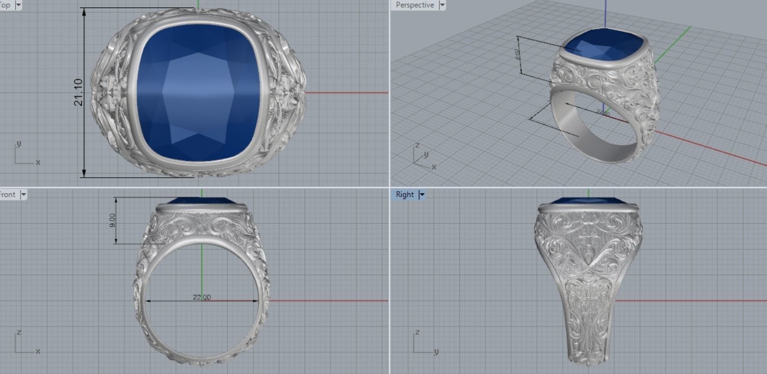 Men ring Cross 3D print model_7
