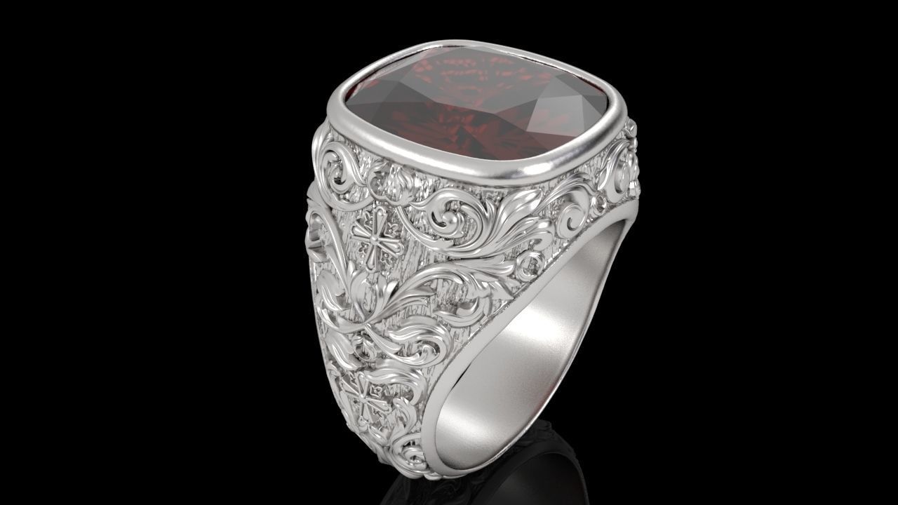 Men ring Cross 3D print model_1