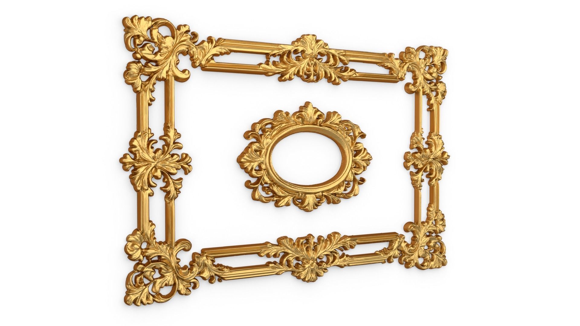 Plaster decorative frame ornament 16 3D model_1