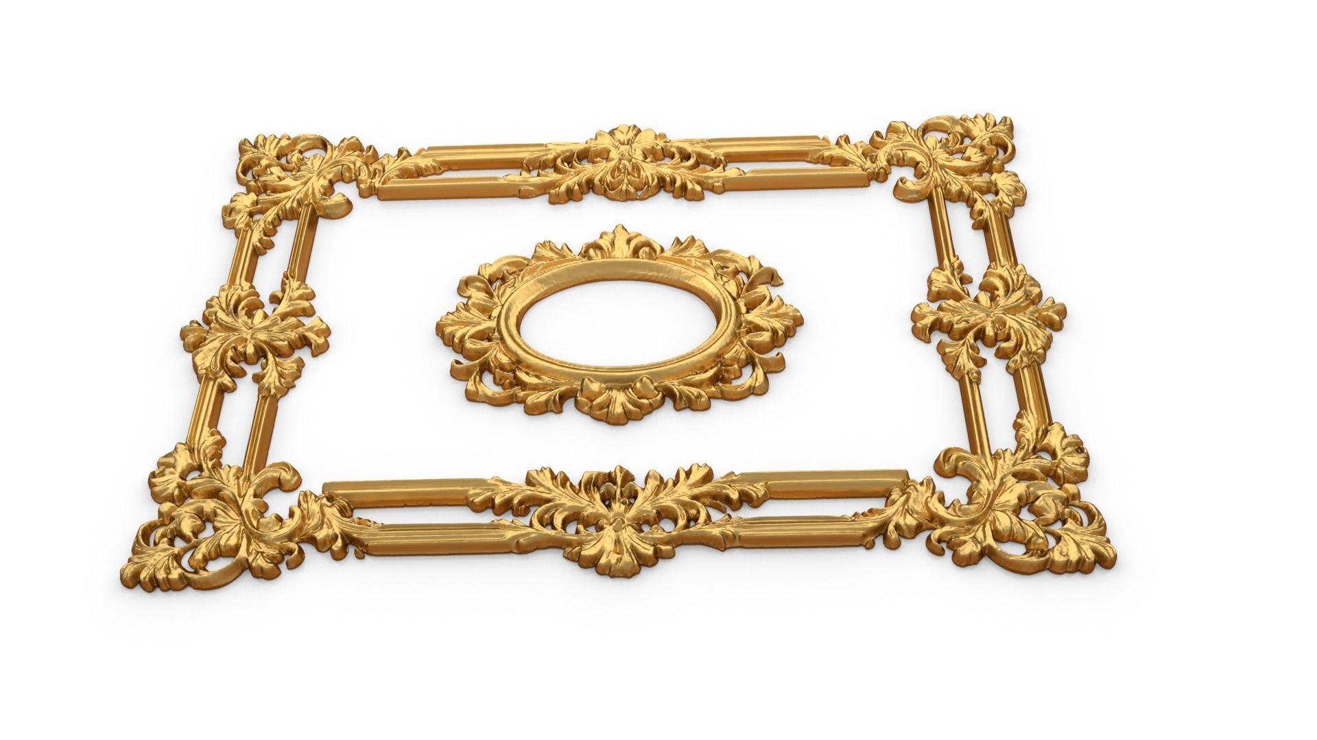 Plaster decorative frame ornament 16 3D model_3