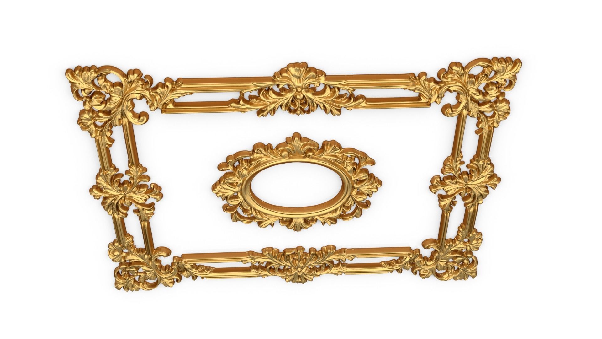 Plaster decorative frame ornament 16 3D model_4