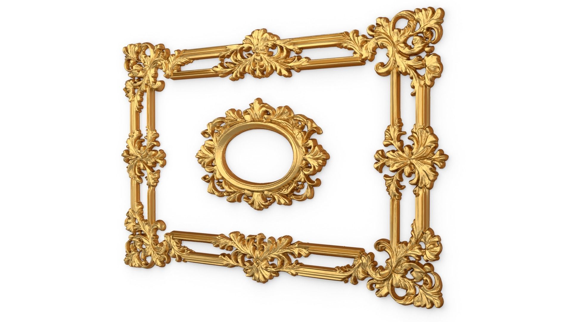 Plaster decorative frame ornament 16 3D model_2