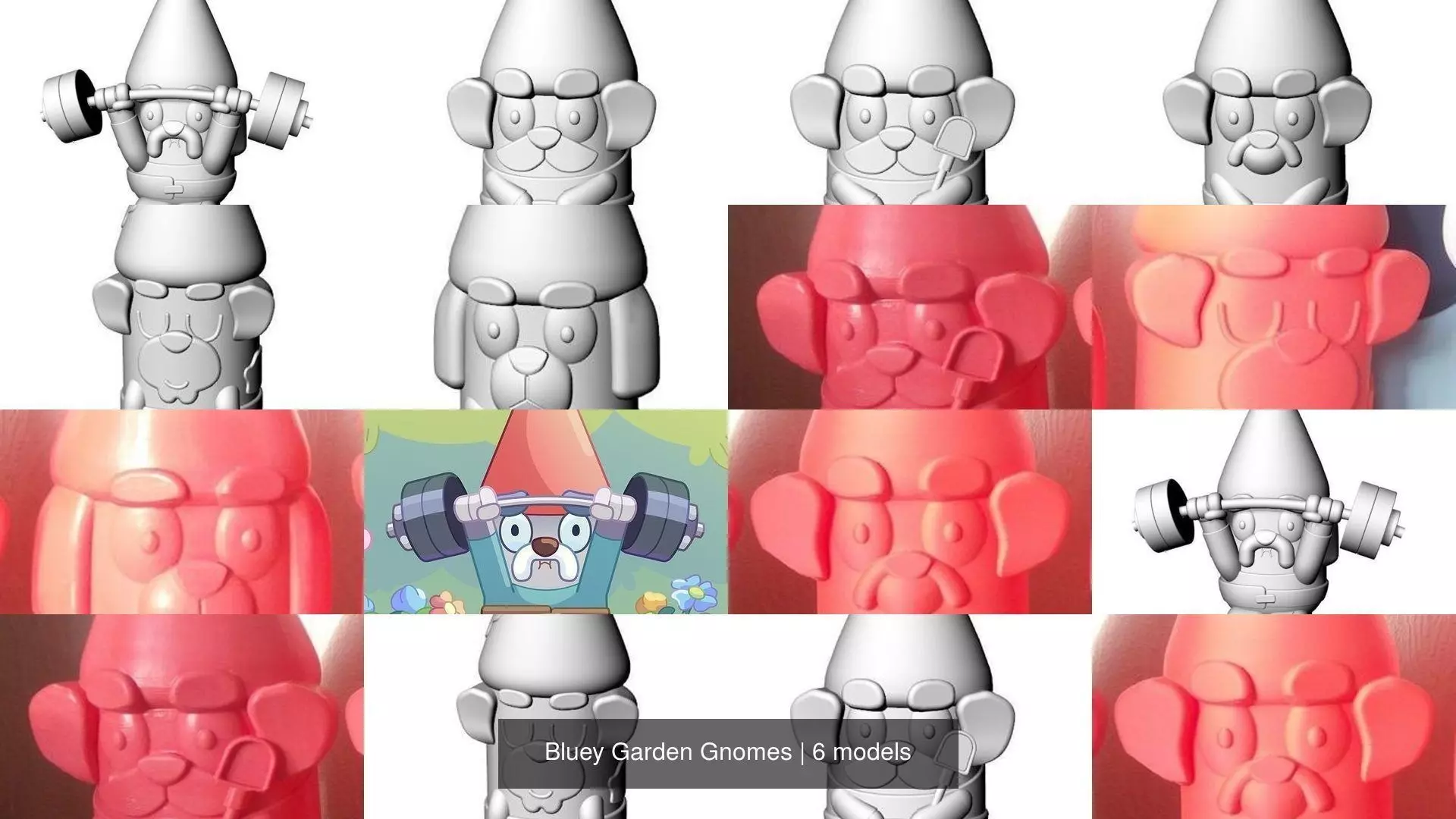 Bluey Garden Gnomes 3D Model Collection_0