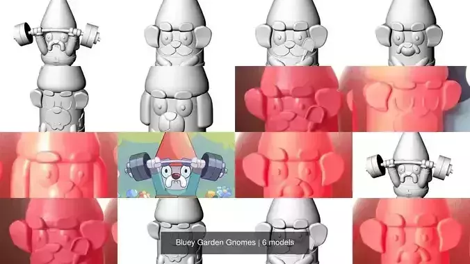 Bluey Garden Gnomes 3D Model Collection
