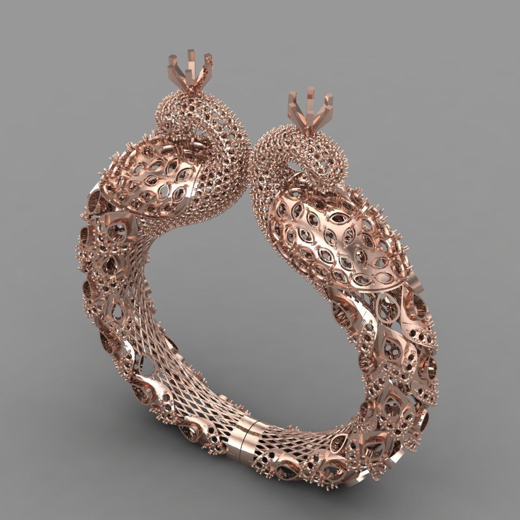 Peacock Bracelet Women 3d print model 3D print model_4