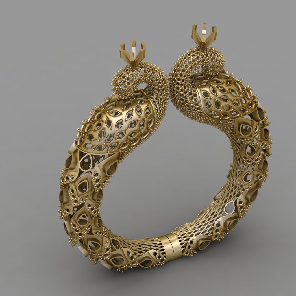 Peacock Bracelet Women 3d print model 3D print model_3