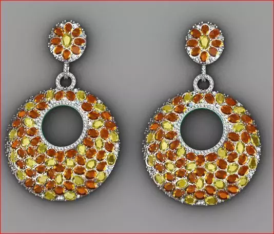 Earrings full of oval stones 3D print model