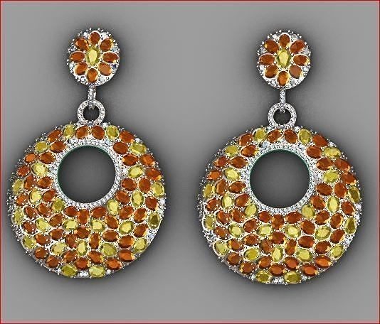 Earrings full of oval stones 3D print model