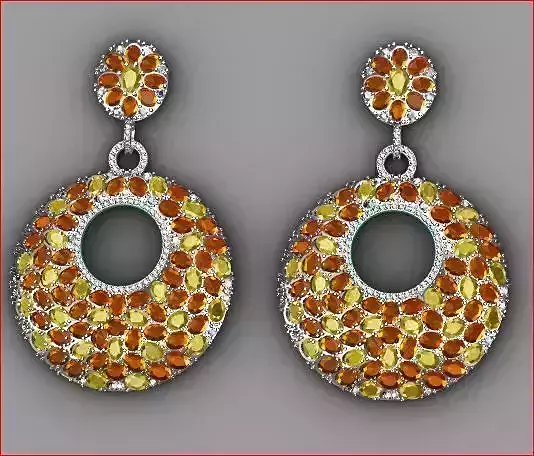 Earrings full of oval stones 3D print model