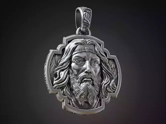 Jesus Christ face cross pendant