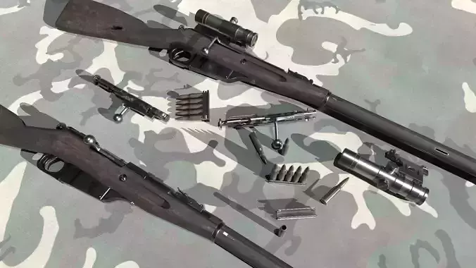 Mosin Nagant M1891 Low-poly 3D model