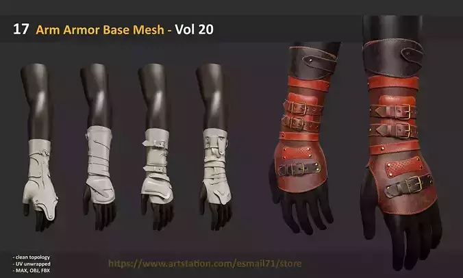 17 Arm Armor Base Mesh - Vol 20