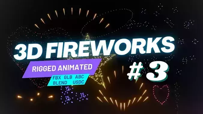 Fireworks Rigged Animated Set 3 Special Low-poly 3D model