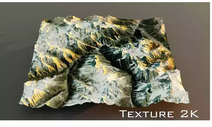 Landscape of the mountains high-poly texture 2K 3D model