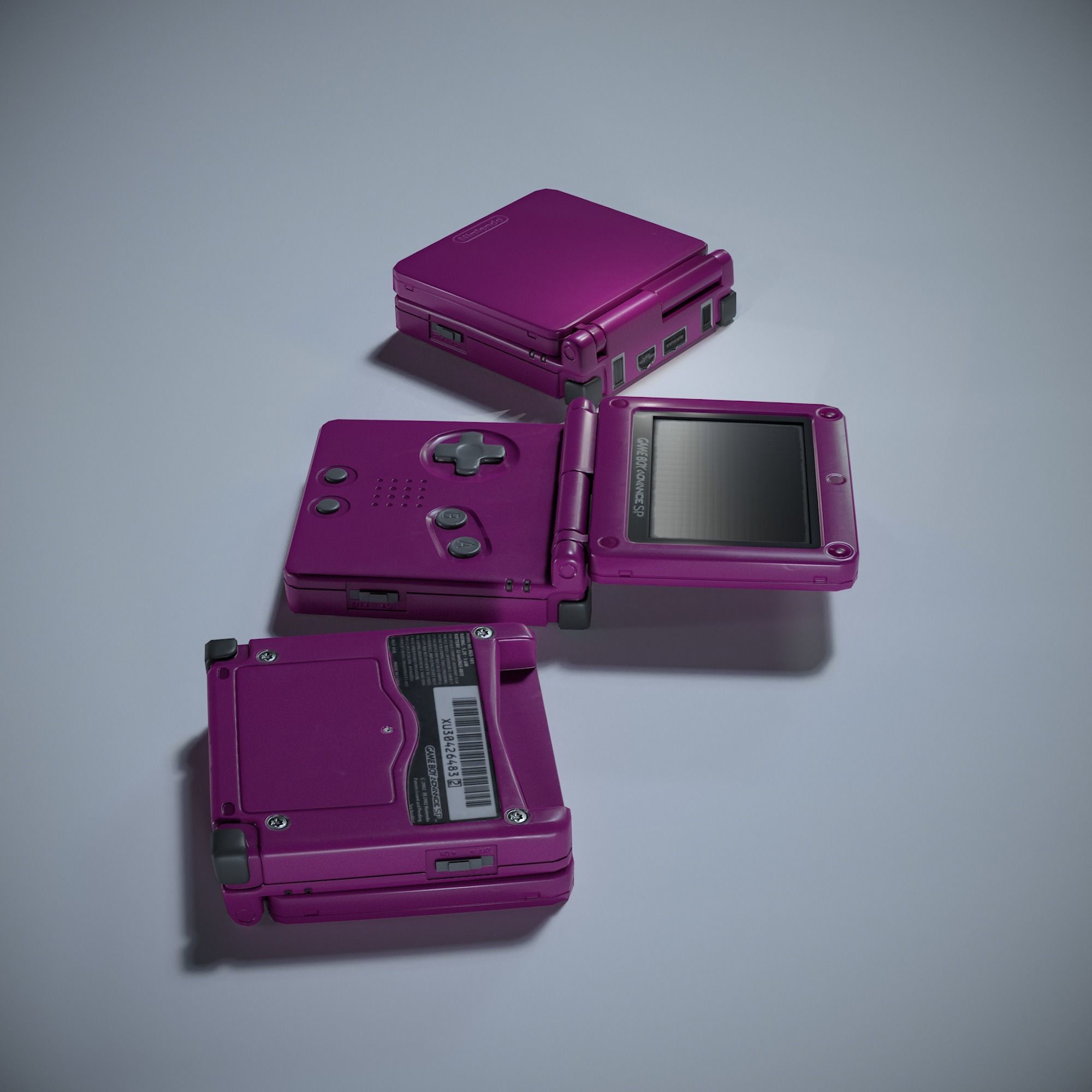 Game Boy Advance SP Game Ready Low-poly 3D model_6