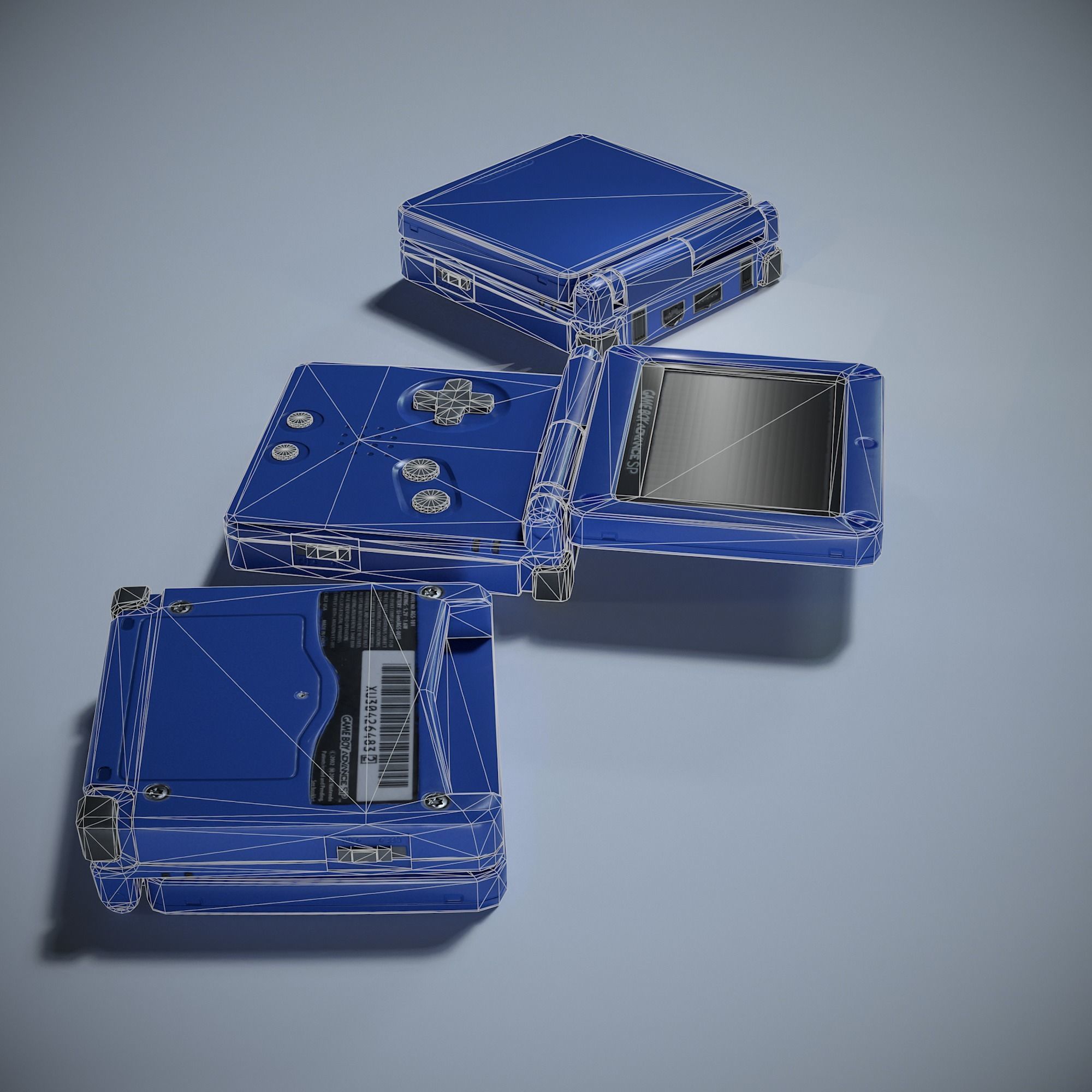 Game Boy Advance SP Game Ready Low-poly 3D model_10