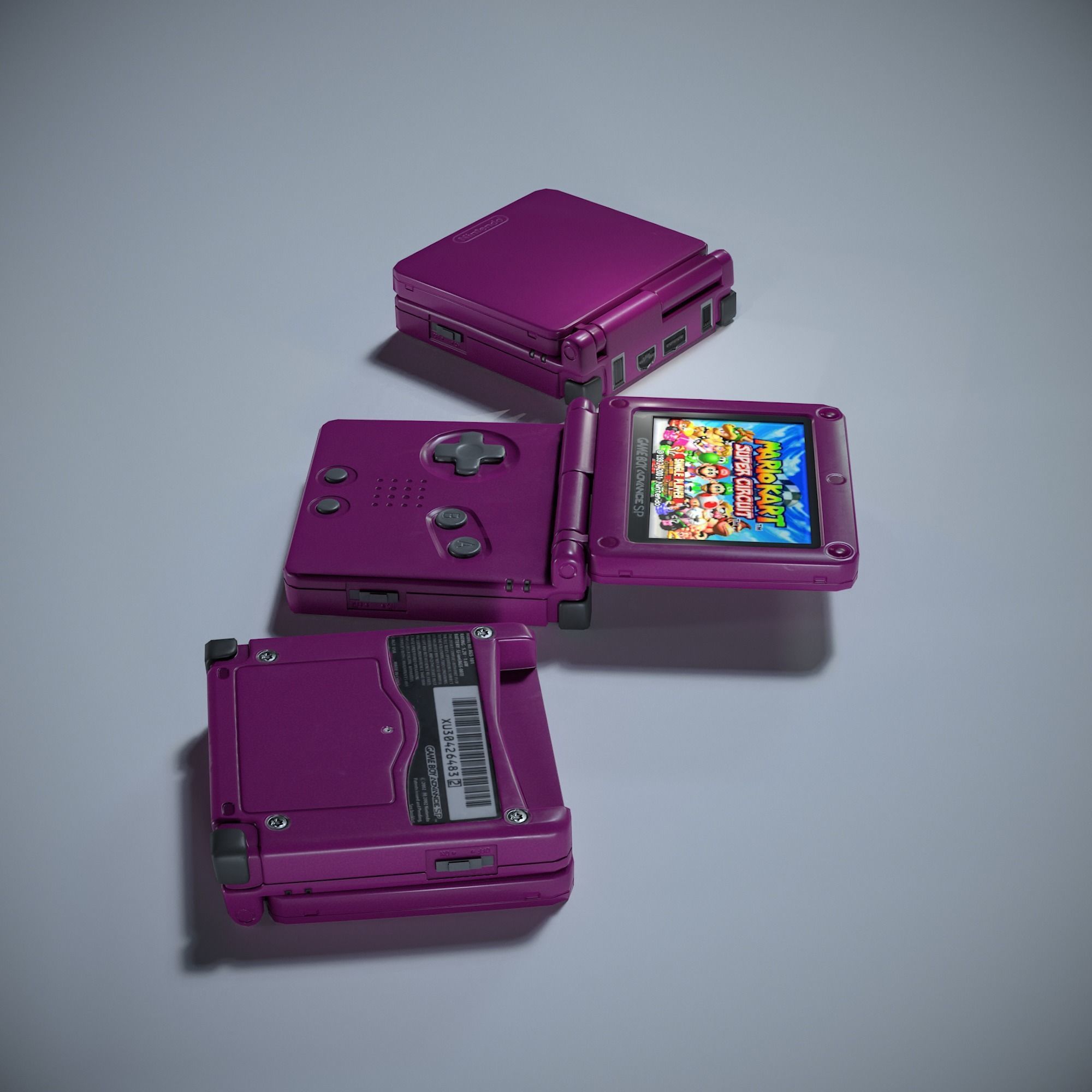 Game Boy Advance SP Game Ready Low-poly 3D model_5