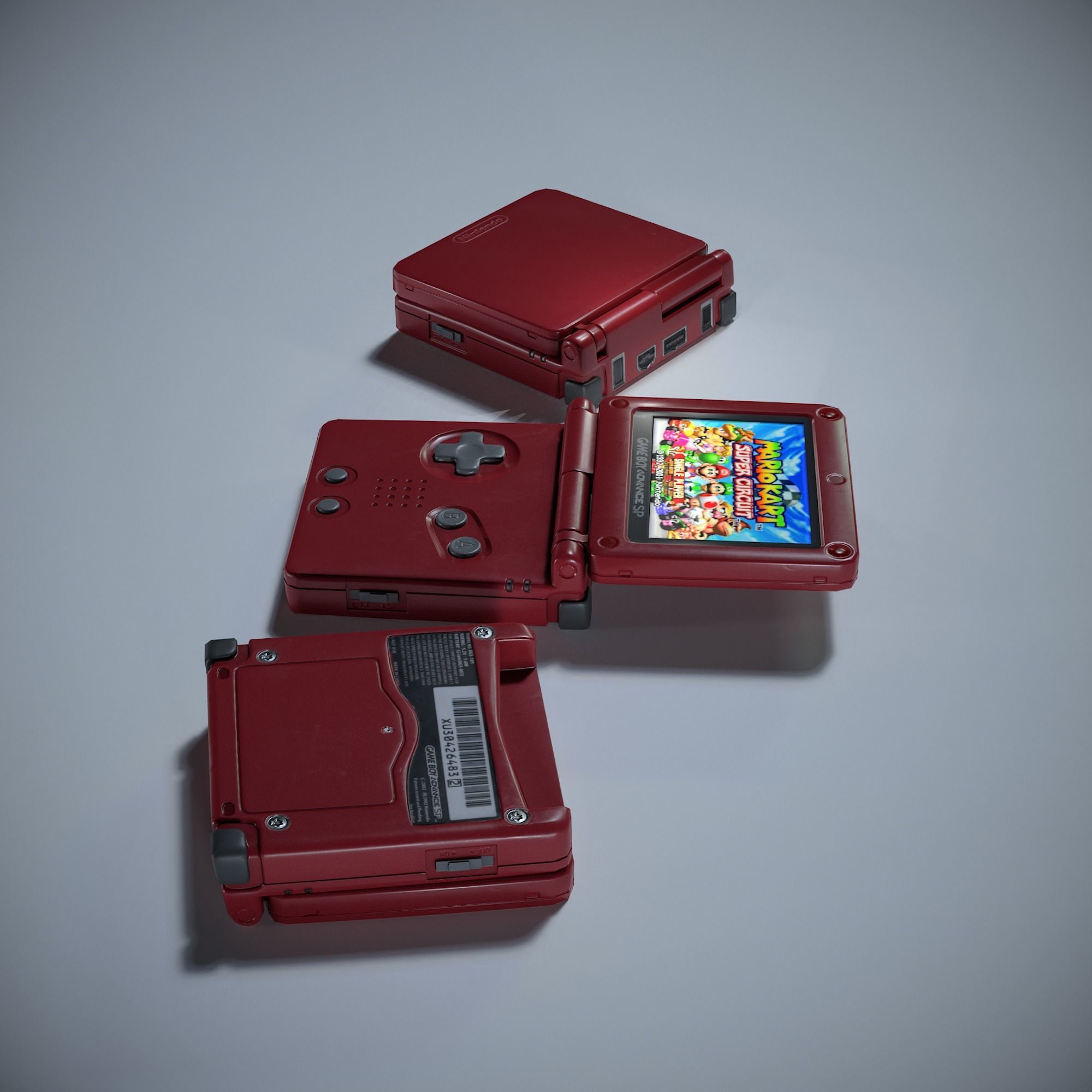 Game Boy Advance SP Game Ready Low-poly 3D model_4