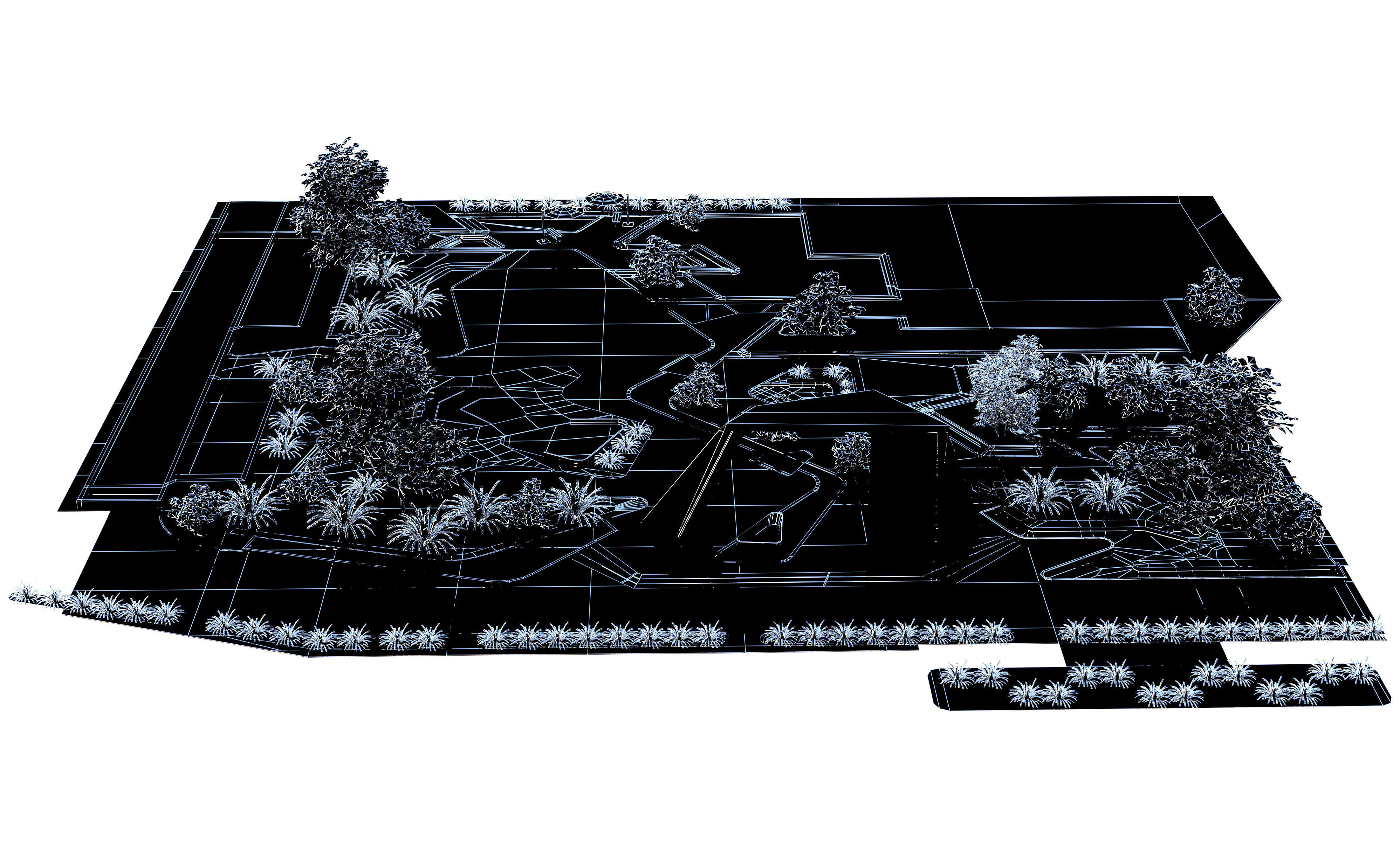 Modern Urban Park Environment 3D Model Low-poly 3D model_9