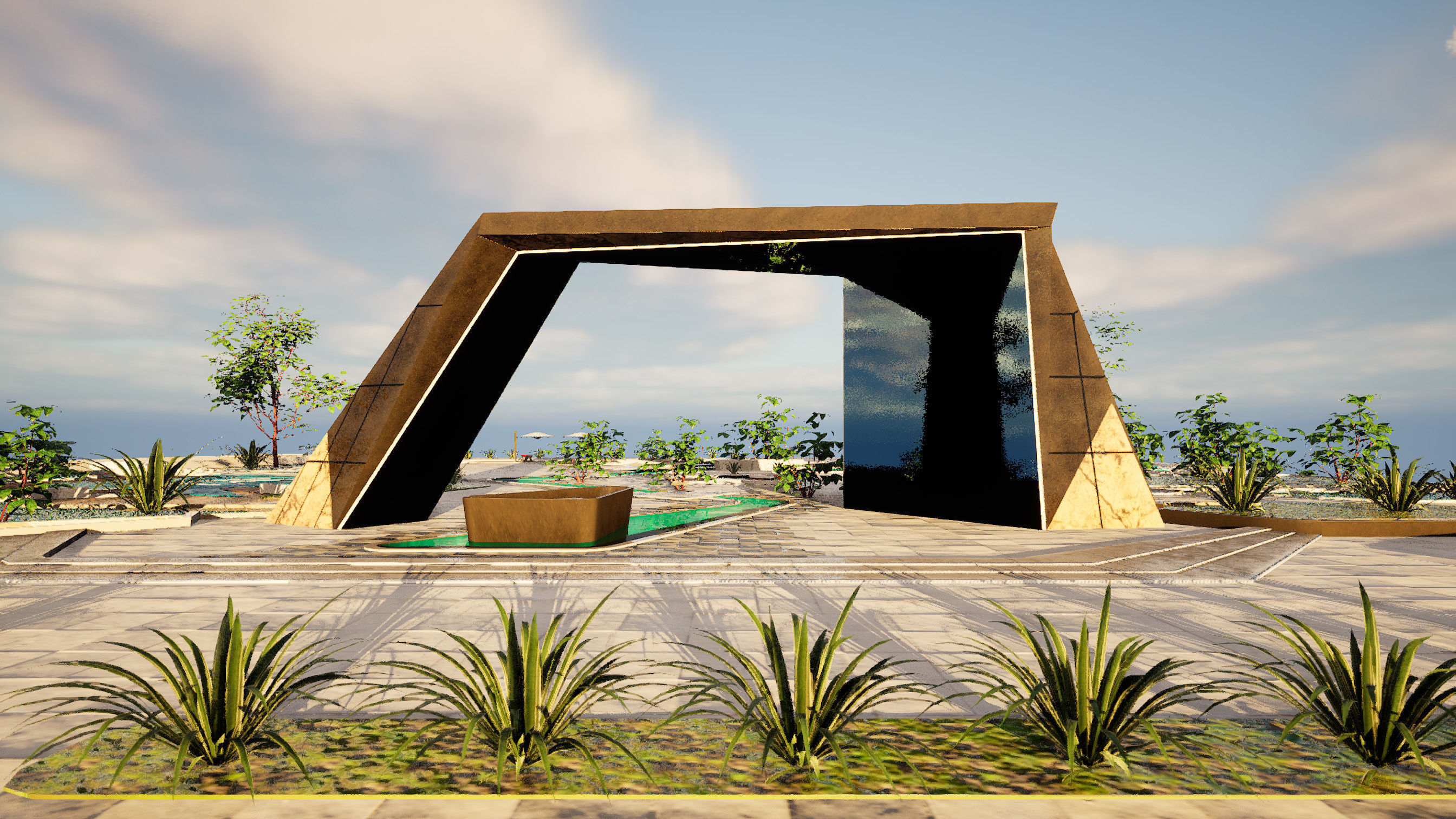 Modern Urban Park Environment 3D Model Low-poly 3D model_4