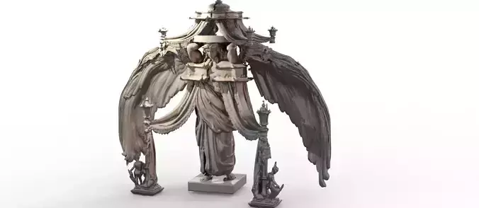 Baroque exterior statue holding cathedral roof 