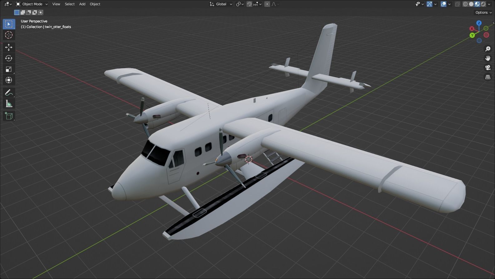 DHC-6 Twin Otter Floats Static Low Poly  Low-poly 3D model_13