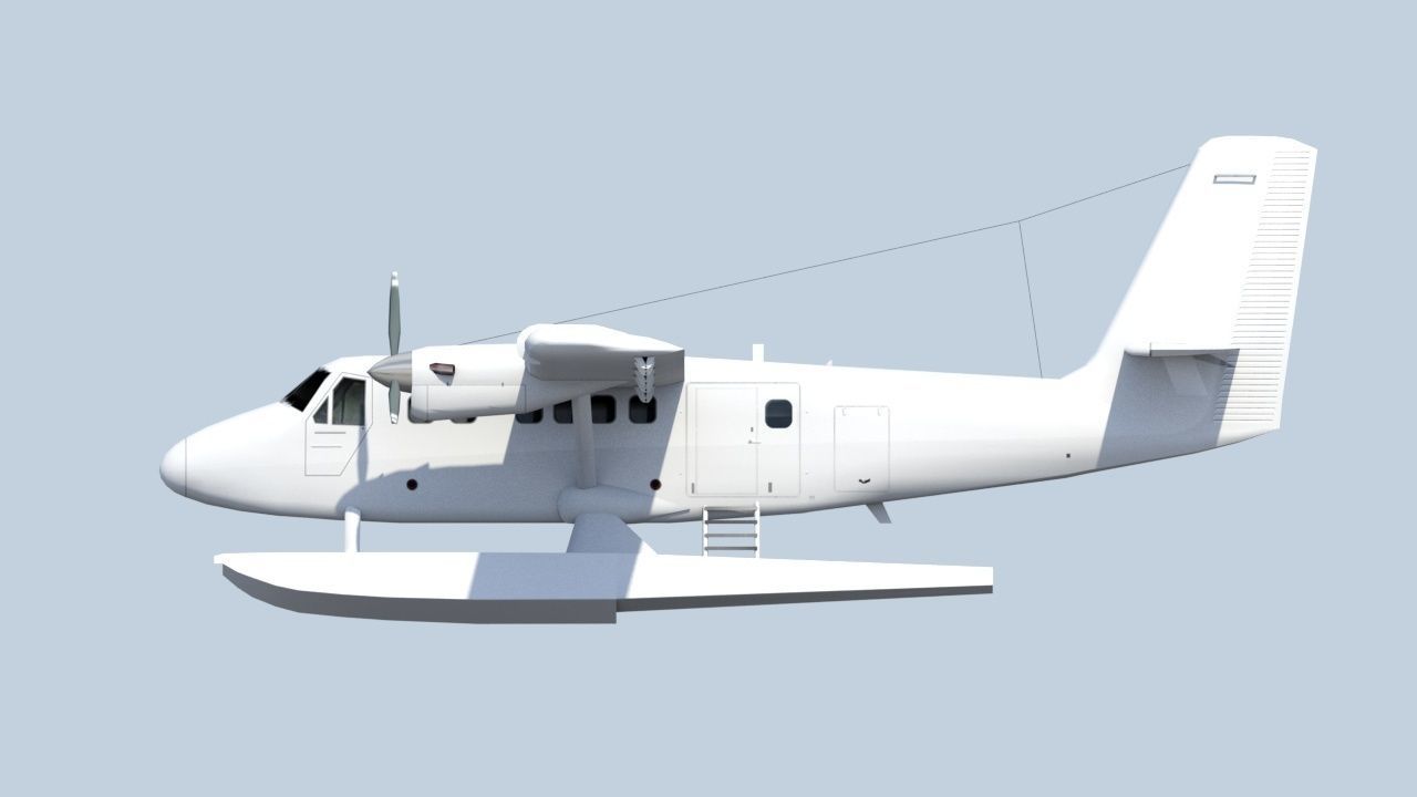 DHC-6 Twin Otter Floats Static Low Poly  Low-poly 3D model_9