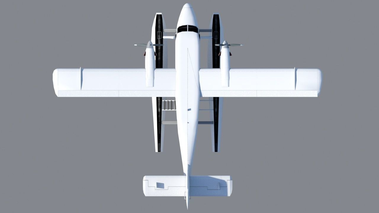 DHC-6 Twin Otter Floats Static Low Poly  Low-poly 3D model_11