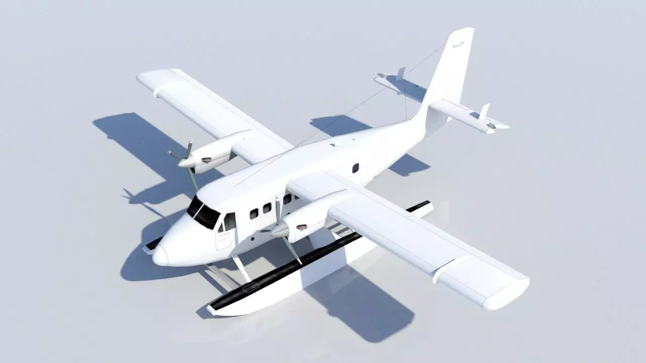 DHC-6 Twin Otter Floats Static Low Poly  Low-poly 3D model_0
