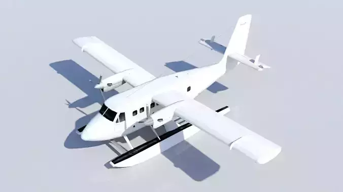 DHC-6 Twin Otter Floats Static Low Poly  Low-poly 3D model