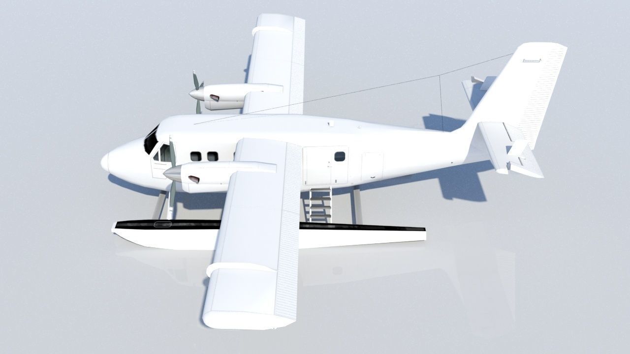 DHC-6 Twin Otter Floats Static Low Poly  Low-poly 3D model_1