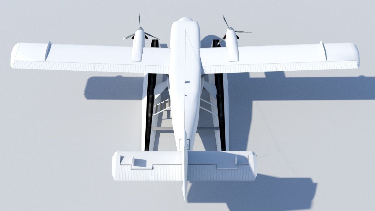 DHC-6 Twin Otter Floats Static Low Poly  Low-poly 3D model_3
