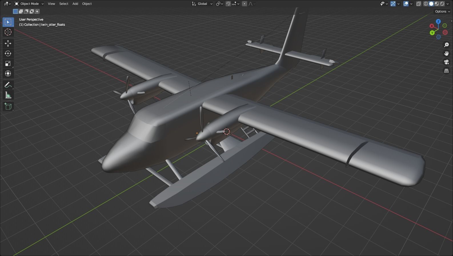 DHC-6 Twin Otter Floats Static Low Poly  Low-poly 3D model_12