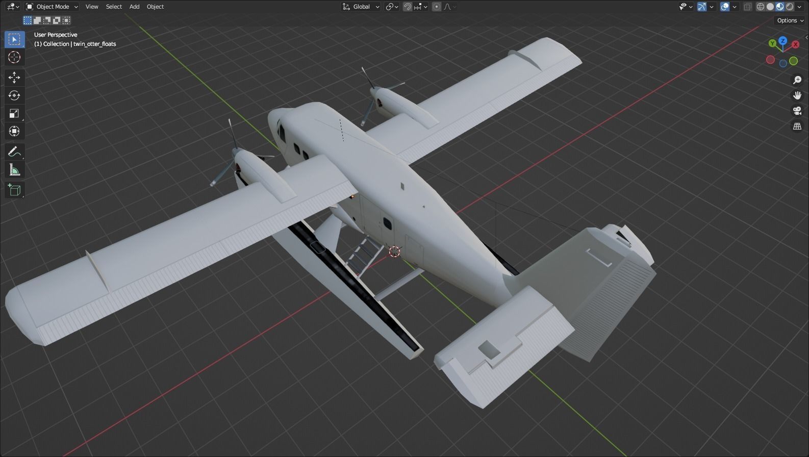 DHC-6 Twin Otter Floats Static Low Poly  Low-poly 3D model_14