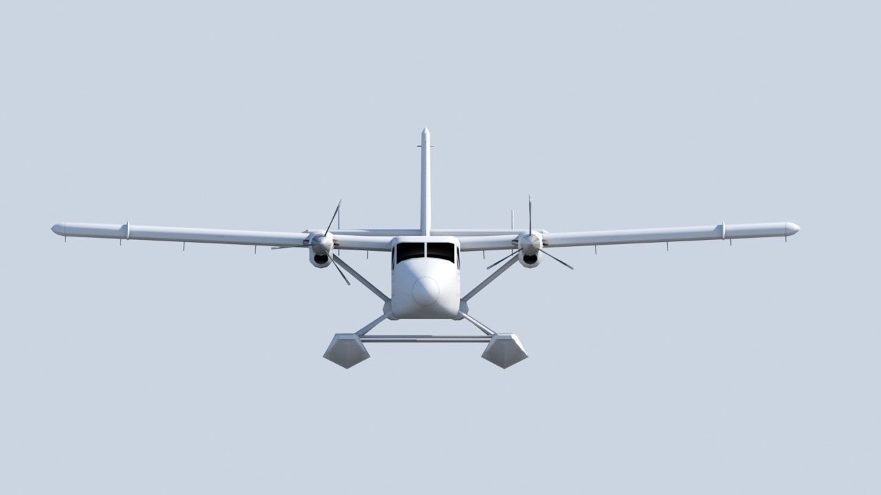 DHC-6 Twin Otter Floats Static Low Poly  Low-poly 3D model_10