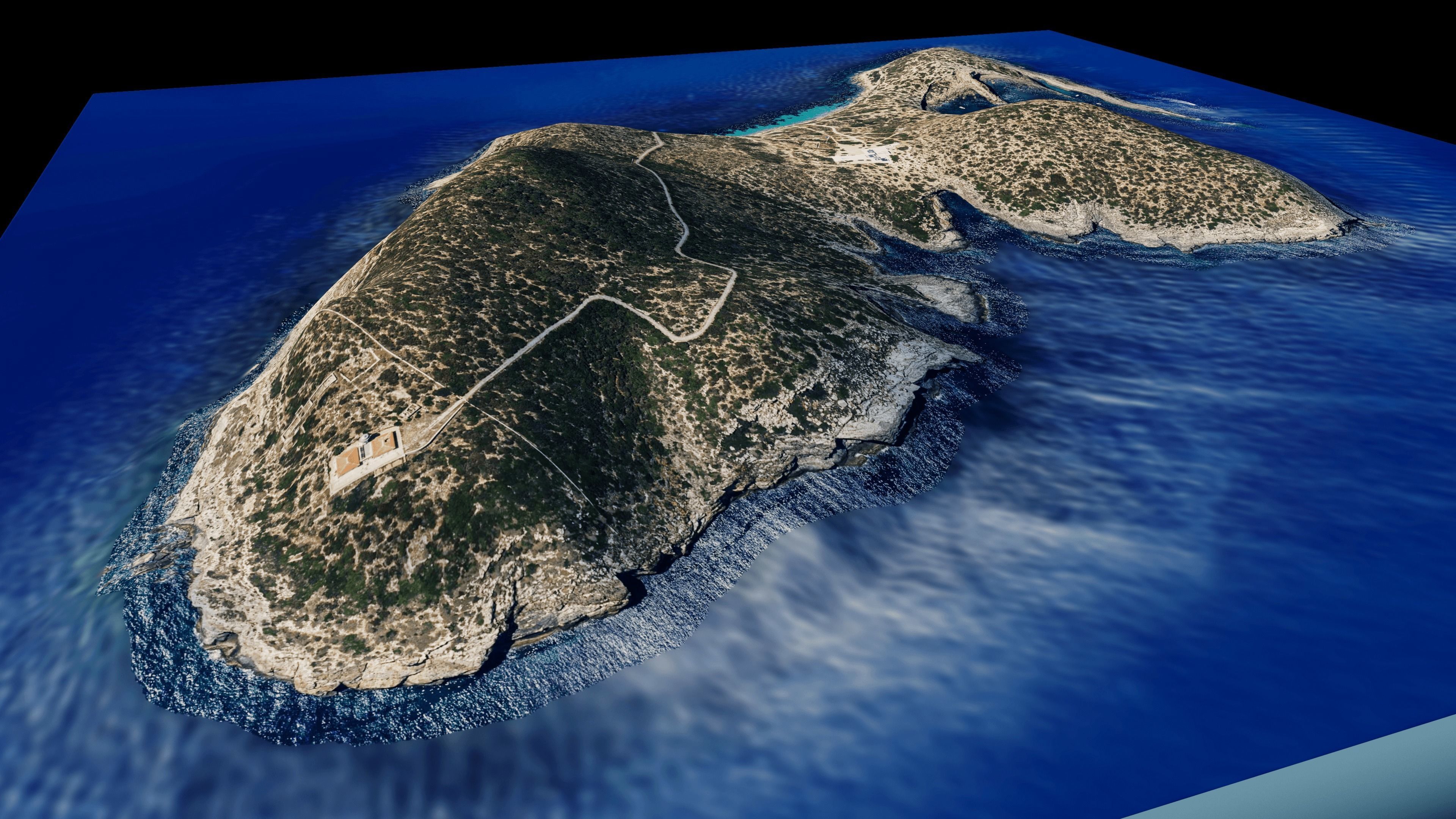 Tagomago island 3d model terrain Low-poly 3D model_2