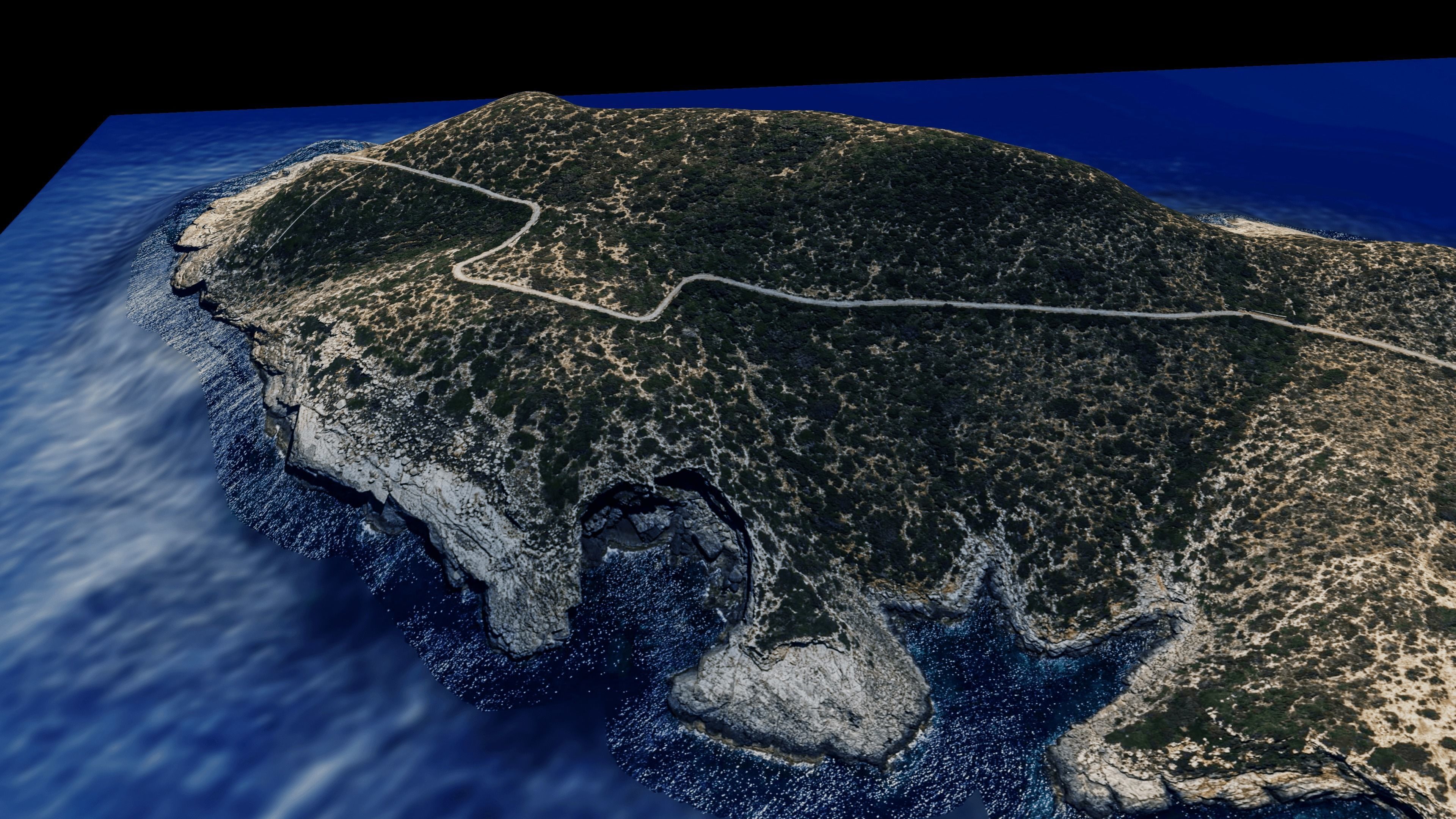 Tagomago island 3d model terrain Low-poly 3D model_4