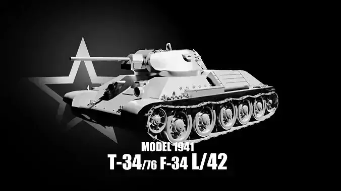 T-34-76 - Medium Tank - Model 1941 - Clean Model Low-poly 3D model